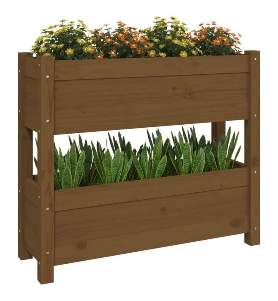 Jardinière Marron miel 77x25x66 cm Bois massif de pin