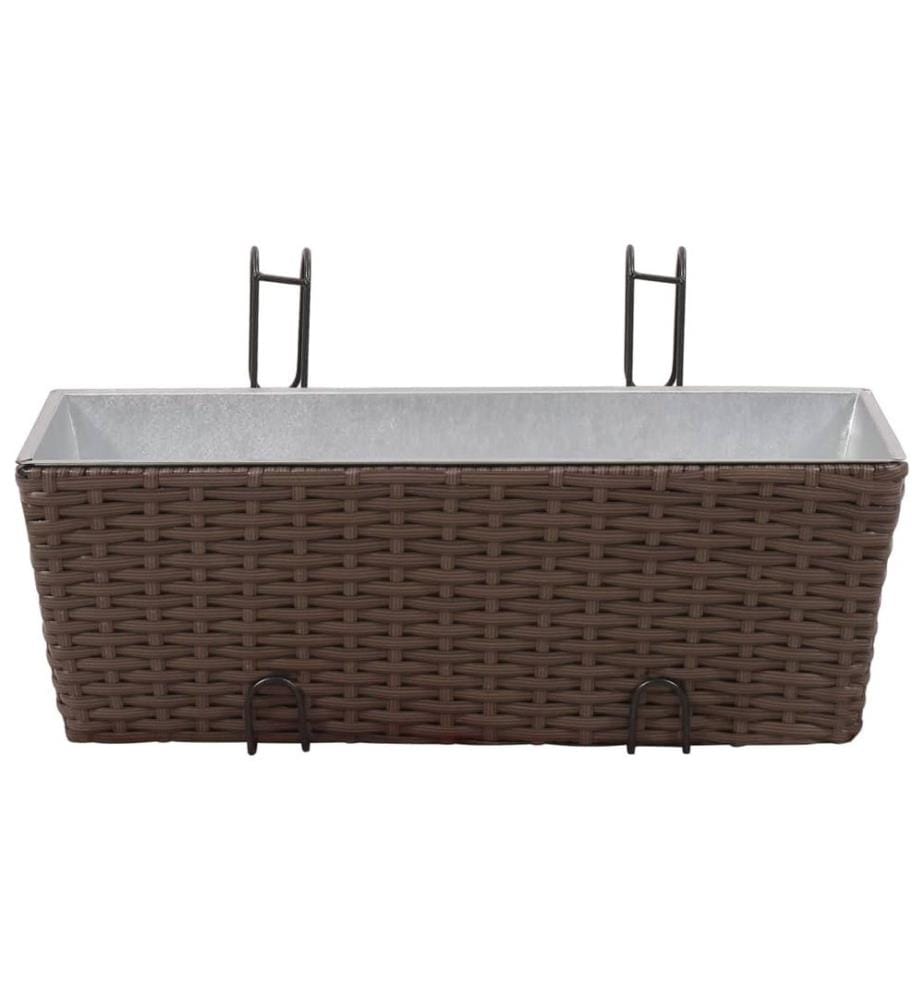 Jeu de jardinières de balcon Trapèze Rotin 50 cm 2 pcs Marron