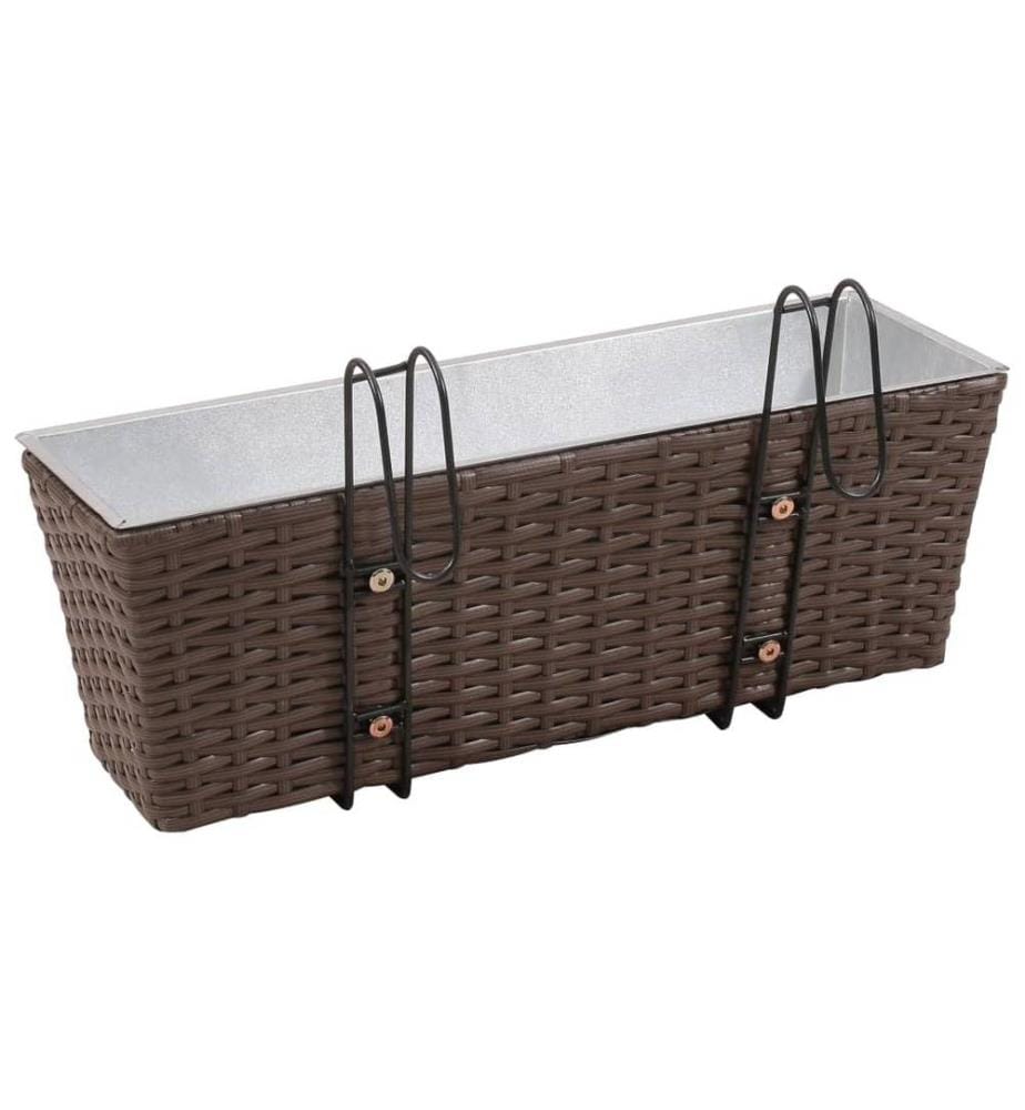 Jeu de jardinières de balcon Trapèze Rotin 50 cm 2 pcs Marron