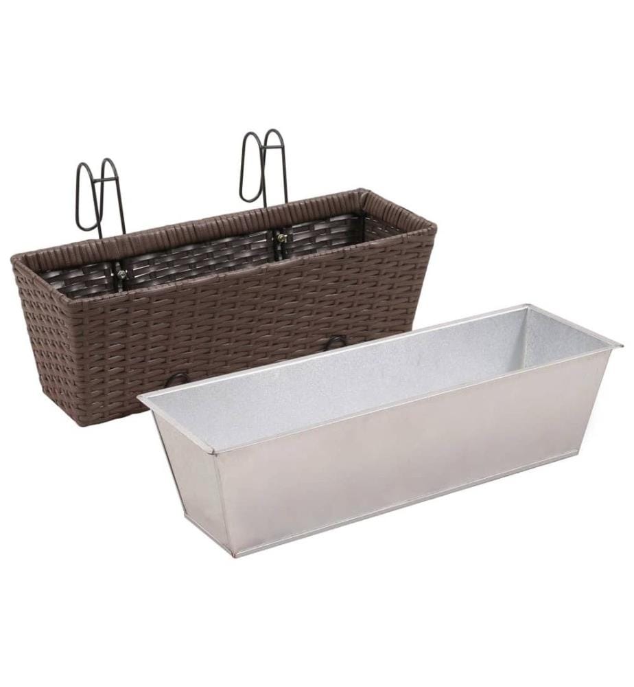 Jeu de jardinières de balcon Trapèze Rotin 50 cm 2 pcs Marron