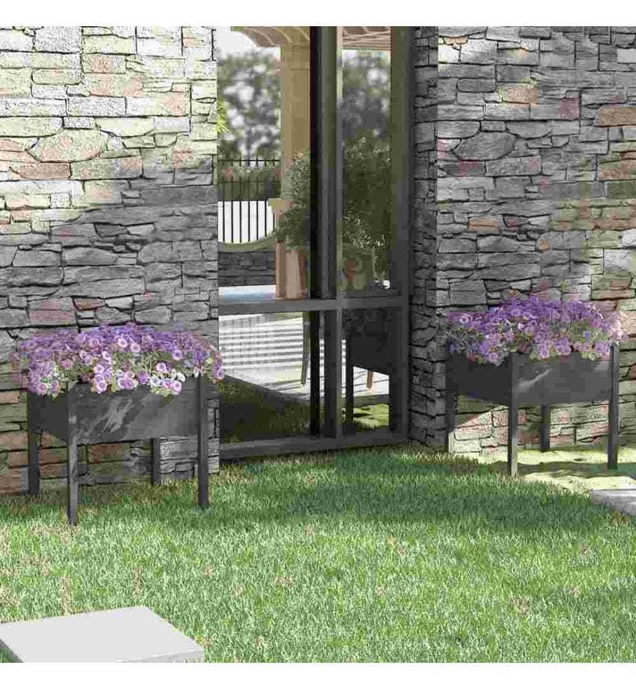 Jardinières 2 pcs Gris 70x70x70 cm Bois de pin massif