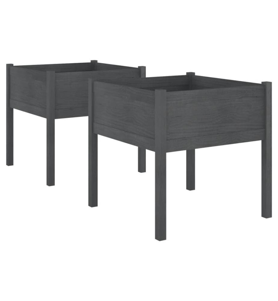 Jardinières 2 pcs Gris 70x70x70 cm Bois de pin massif