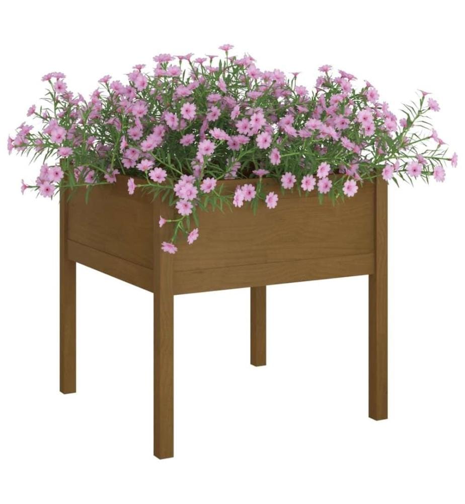 Jardinières 2 pcs Marron miel 70x70x70 cm Bois de pin massif