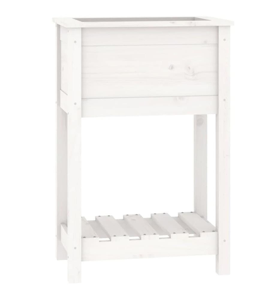 Jardinière avec étagère Blanc 54x34,5x81 cm Bois massif de pin