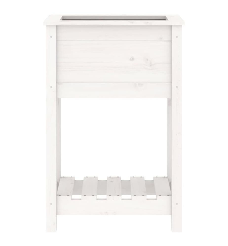 Jardinière avec étagère Blanc 54x34,5x81 cm Bois massif de pin