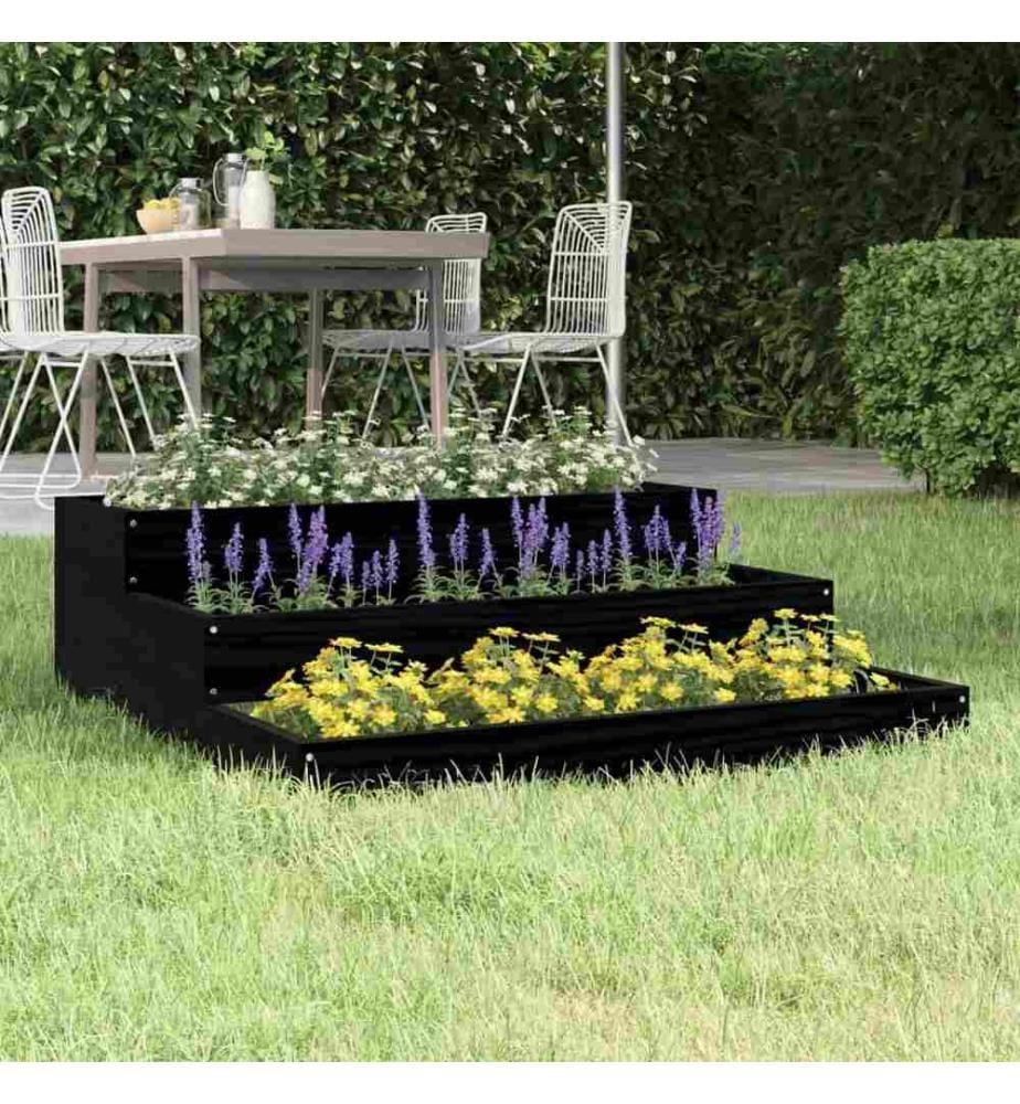 Jardinière Noir 78x78x27 cm Bois massif de pin