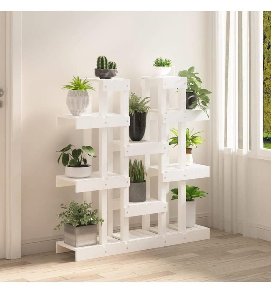 Support à plantes Blanc 104,5x25x109,5 cm Bois massif de pin