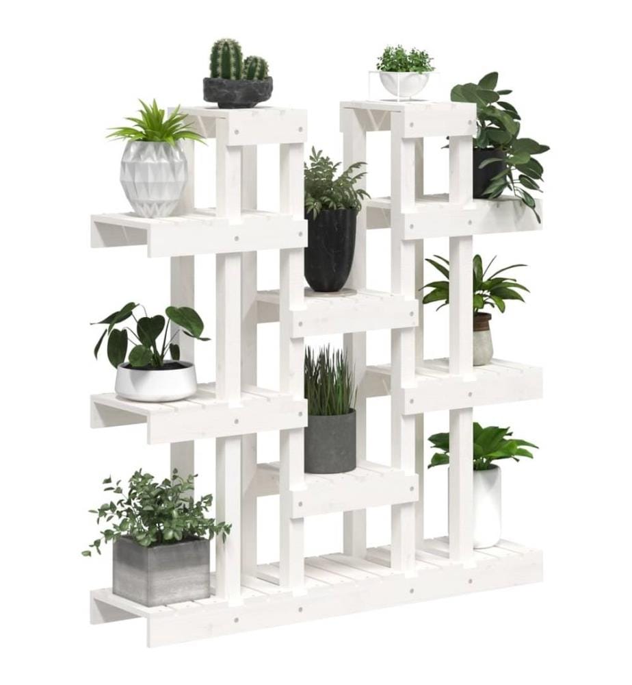Support à plantes Blanc 104,5x25x109,5 cm Bois massif de pin