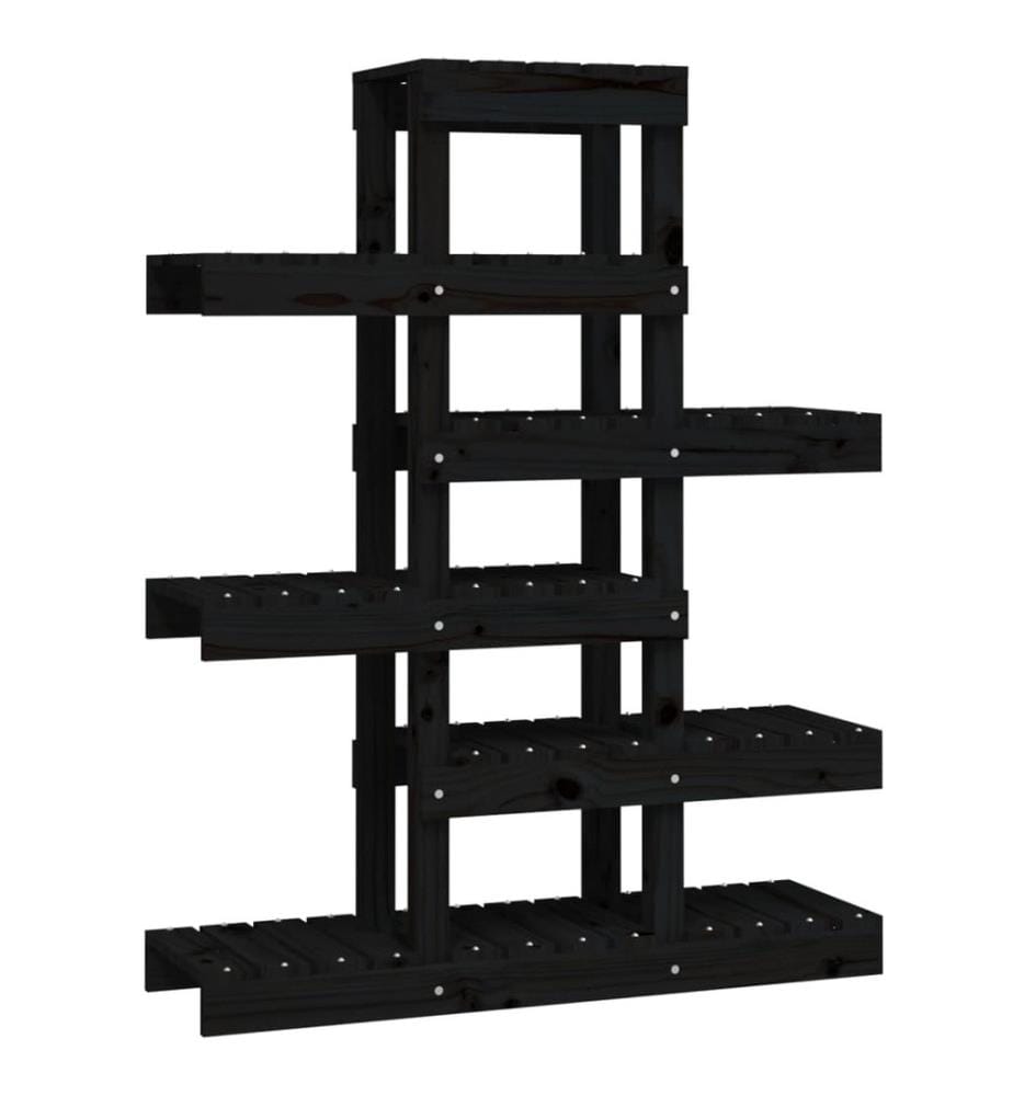 Support à plantes Noir 85x25x109,5 cm Bois massif de pin