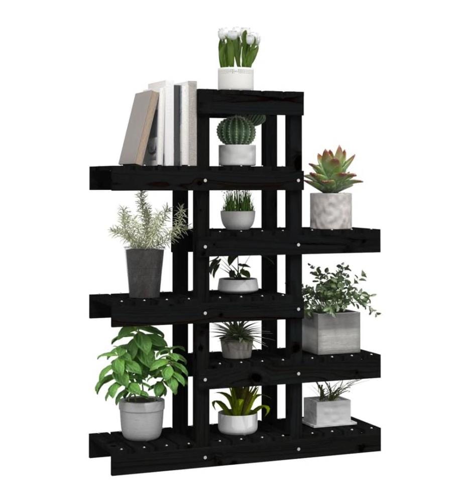 Support à plantes Noir 85x25x109,5 cm Bois massif de pin