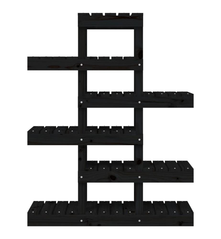 Support à plantes Noir 85x25x109,5 cm Bois massif de pin