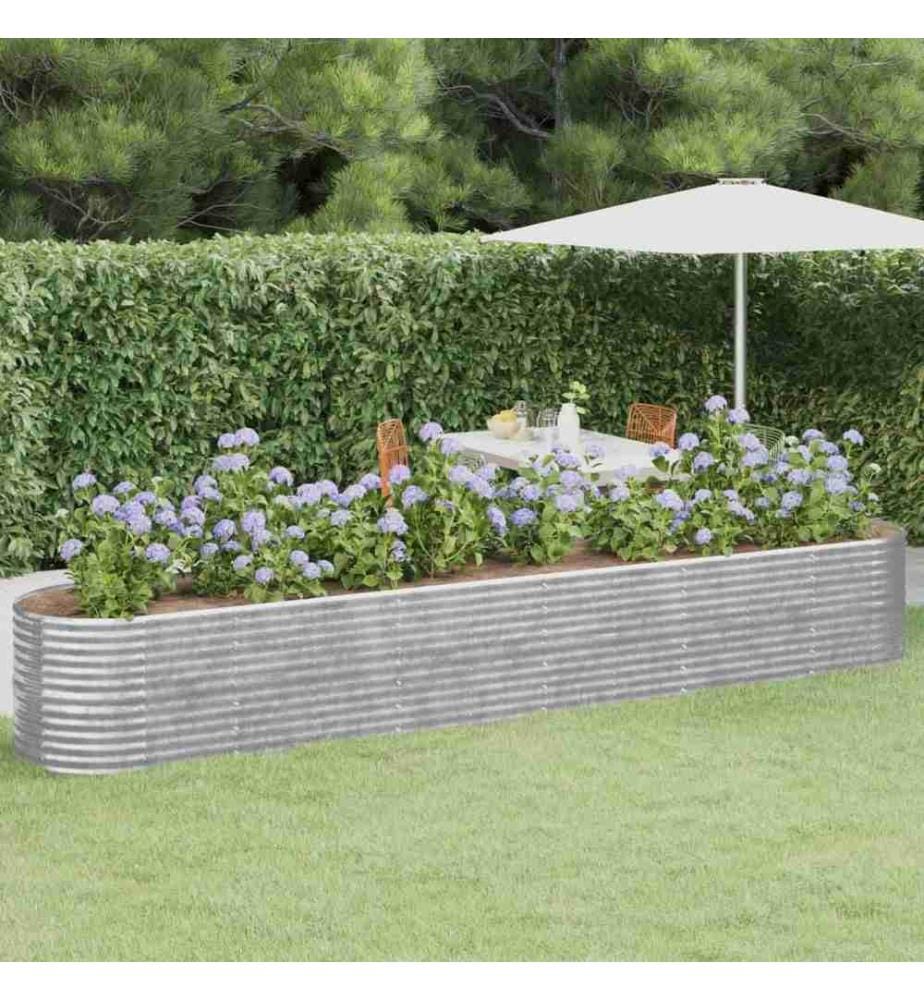 Lit surélevé de jardin Acier enduit de poudre Argenté