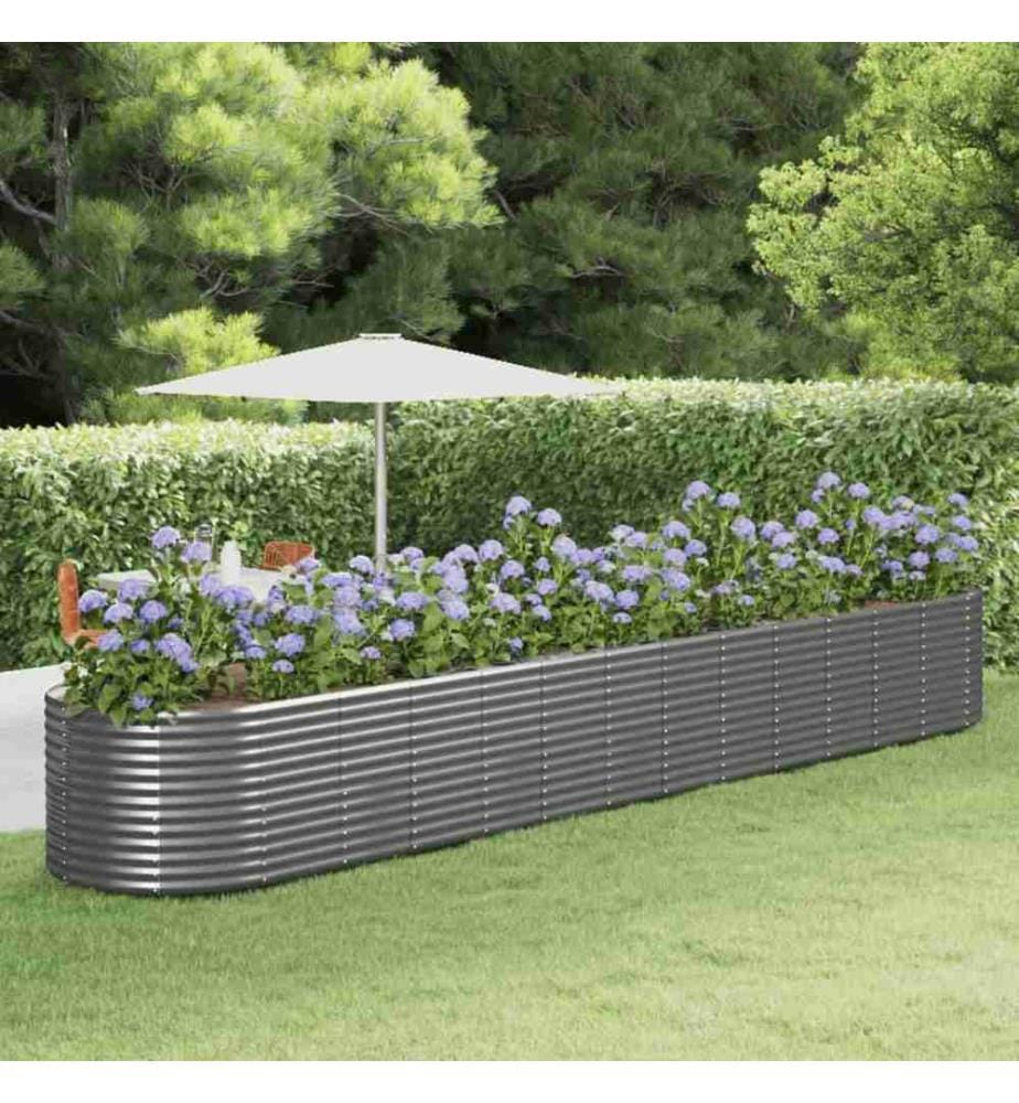 Hochbeet Grau 554x100x68 cm Pulverbeschichteter Stahl