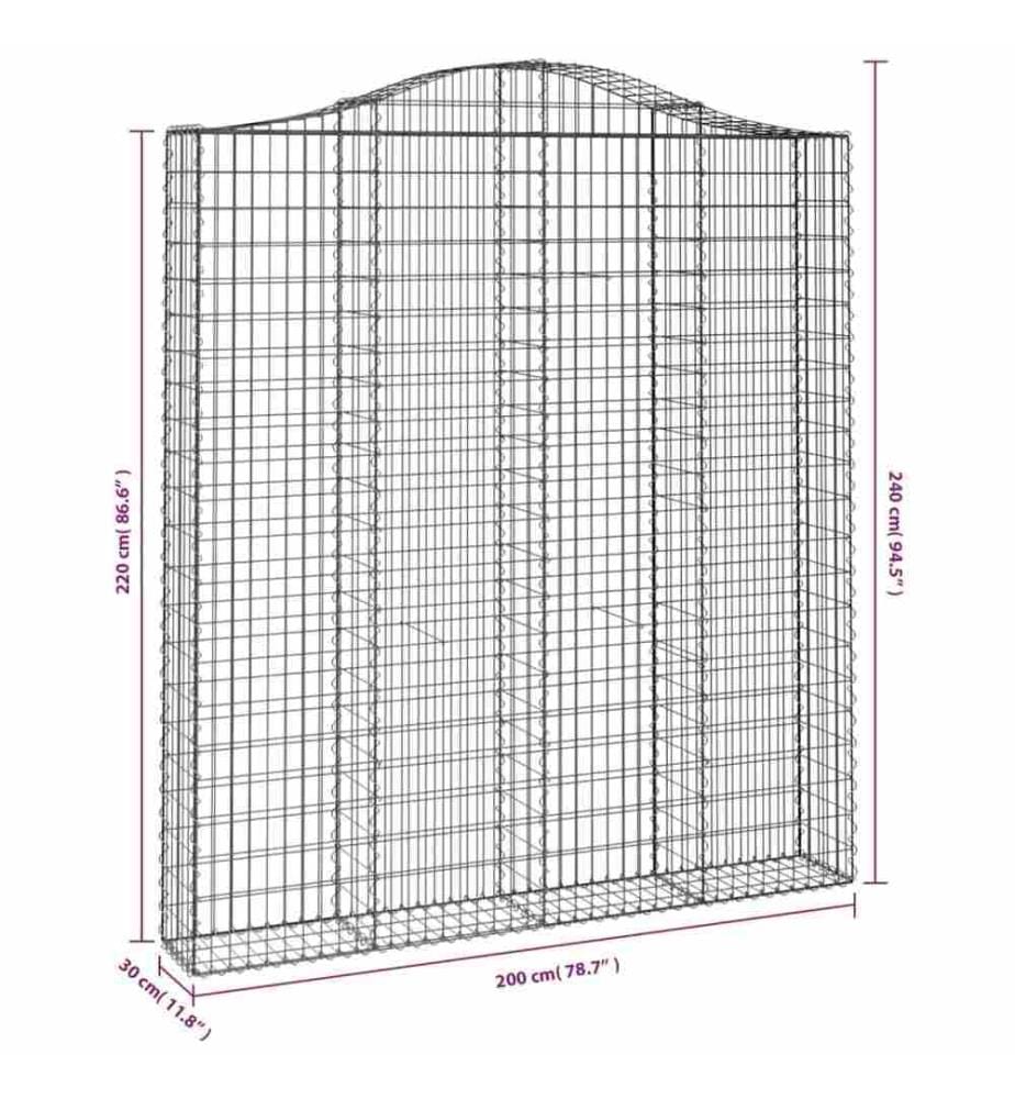 Panier de gabions arqué 200x30x220/240 cm Fer galvanisé