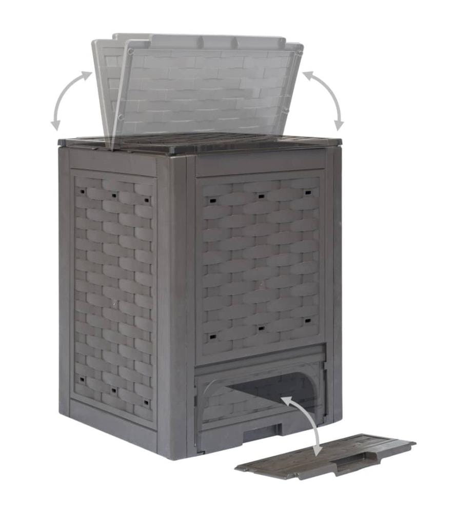 Gartenkomposter 2 Stk. Braun 60x60x83cm 600 L Kunststoff Rattan