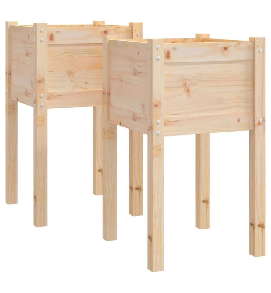 Jardinières d'extérieur 2 pcs 40x40x70 cm bois de pin massif