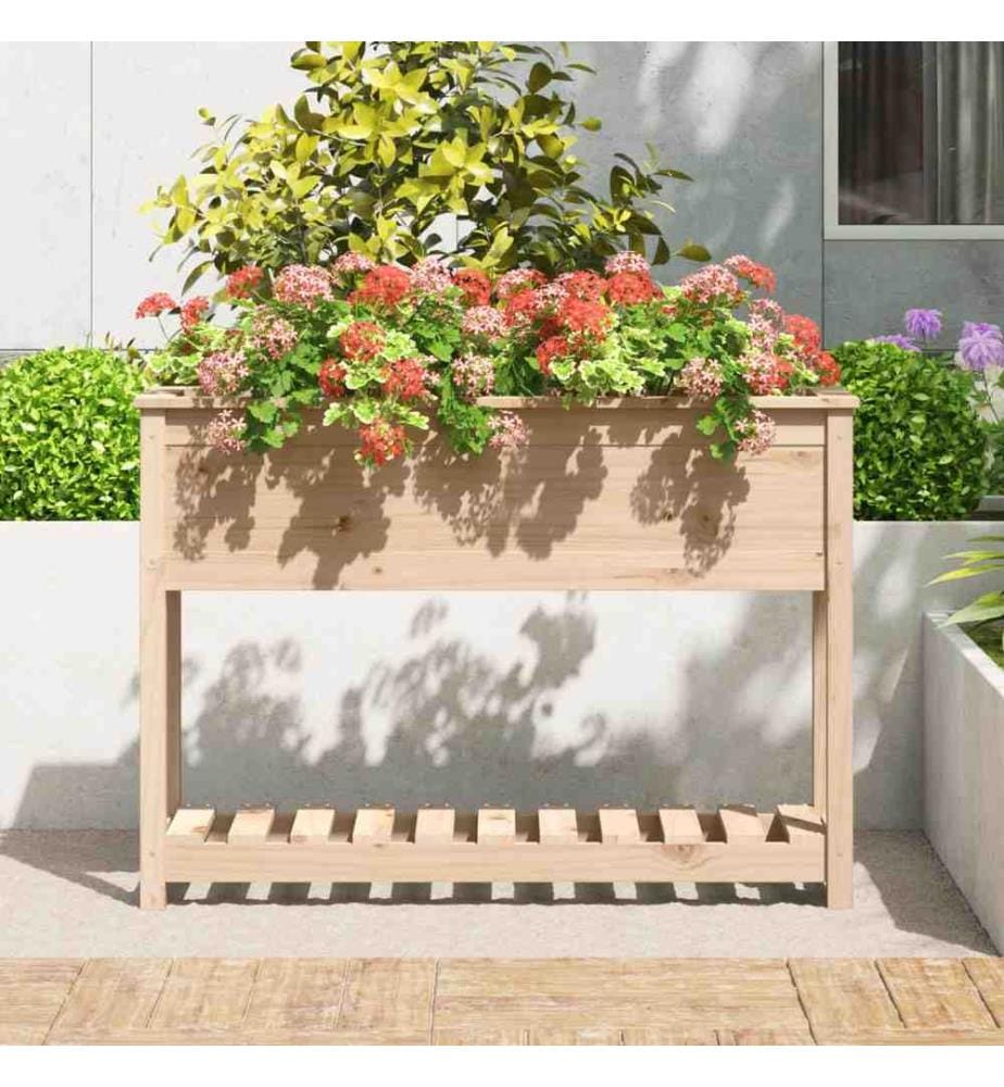 Jardinière avec étagère 111,5x34,5x81 cm Bois massif de pin