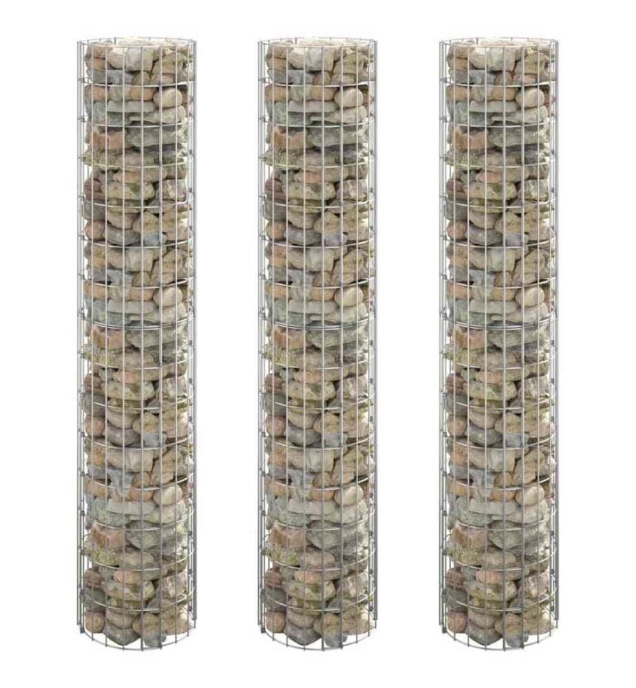Lit surélevé à gabion circulaire 3pcs Acier galvanisé Ø30x150cm