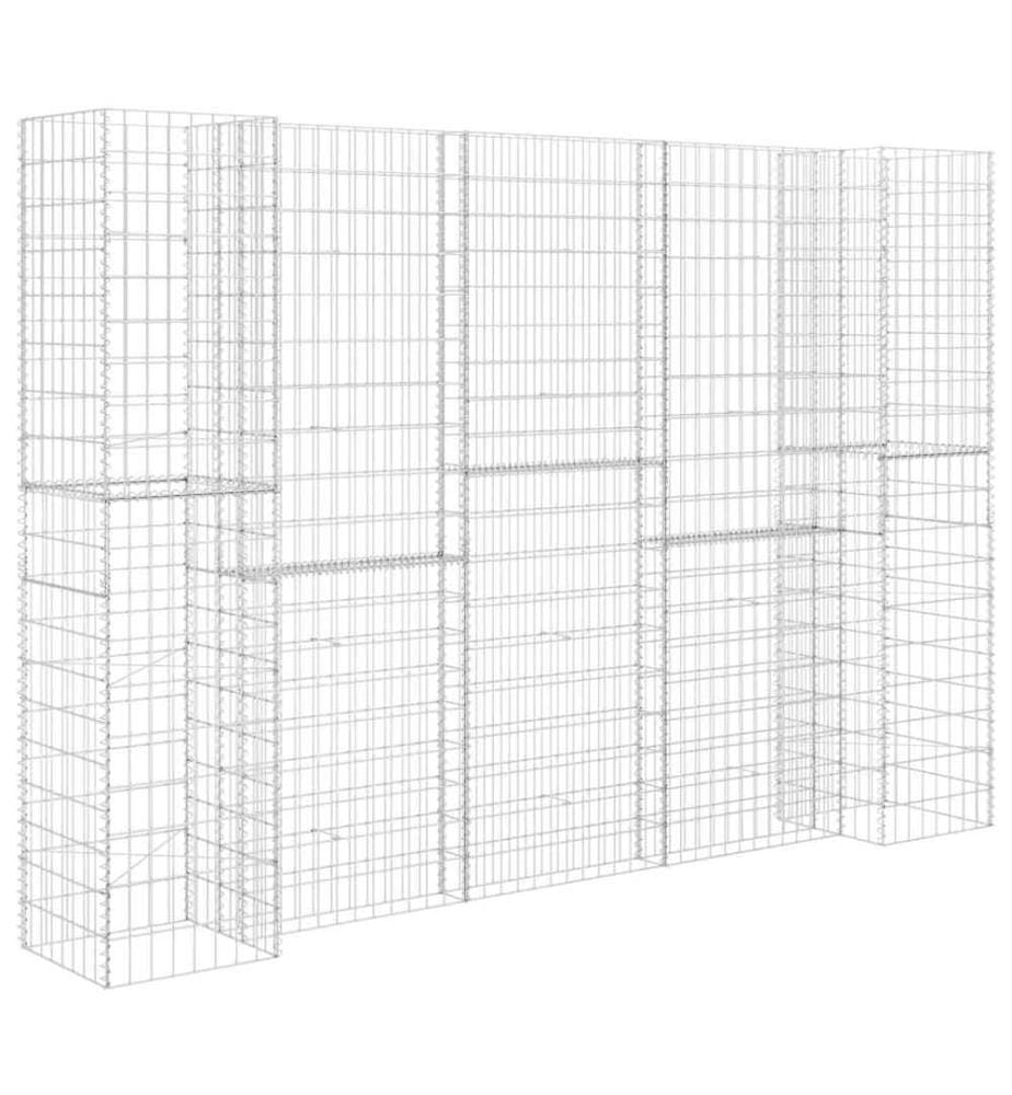H-förmiger Gabionen-Pflanzkorb Stahldraht 260x40x180 cm