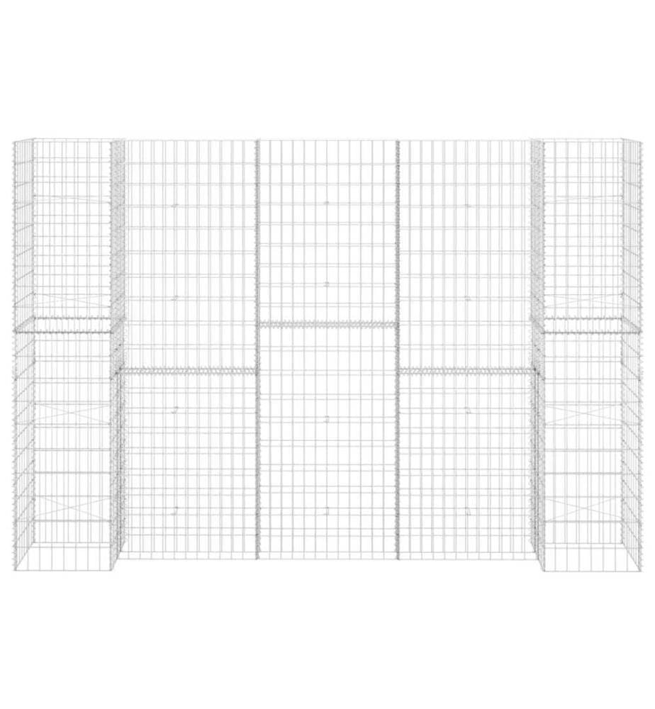 H-förmiger Gabionen-Pflanzkorb Stahldraht 260x40x180 cm