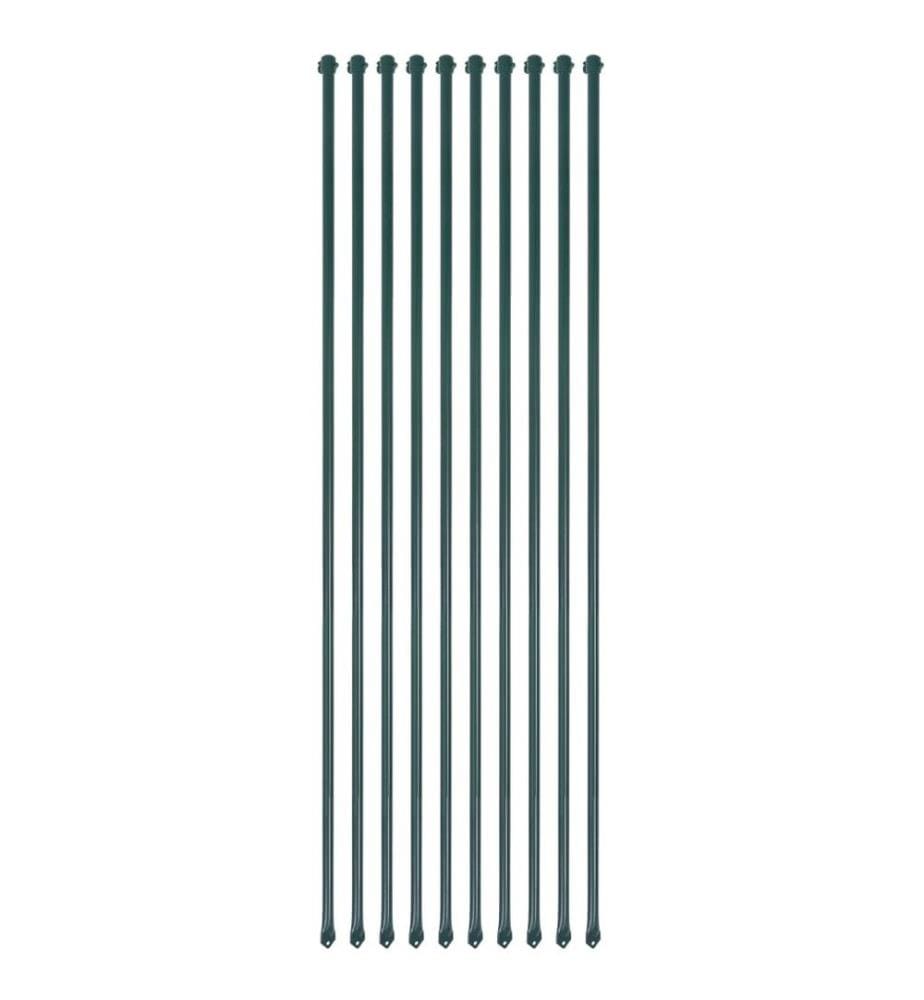 Poteau de jardin 10 pcs 1,5 m Métal Vert