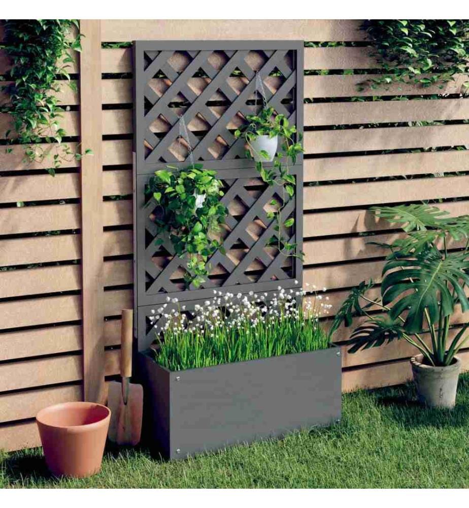 Jardinière en treillis Gris 65x33x135 cm WPC