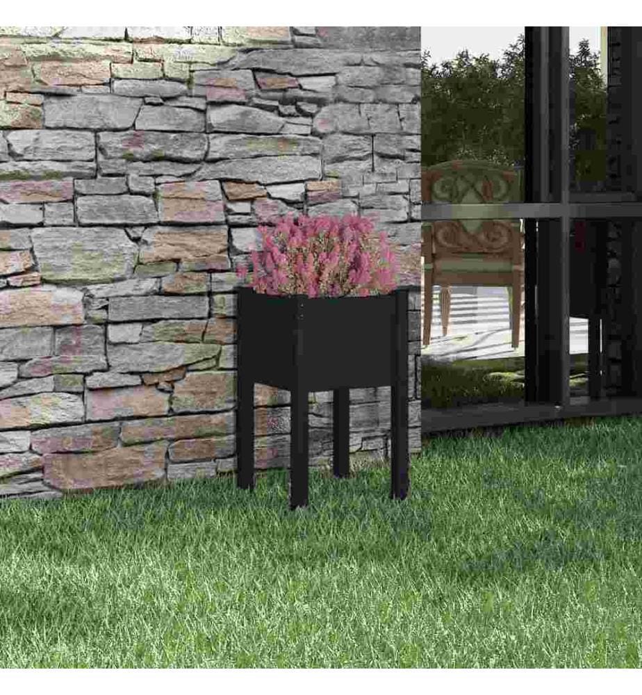 Jardinière d'extérieur Noir 40x40x70 cm Bois de pin massif