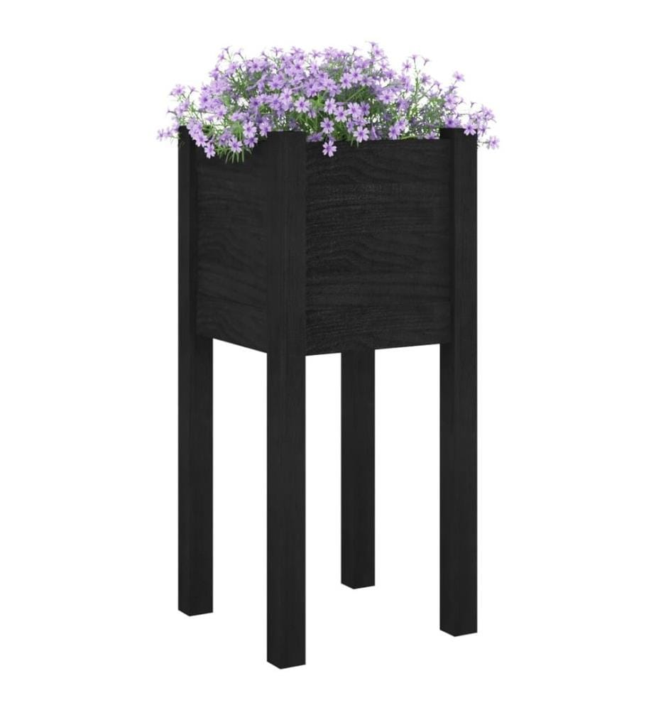 Jardinières d'extérieur 2 pcs Noir 31x31x70 cm Bois de pin