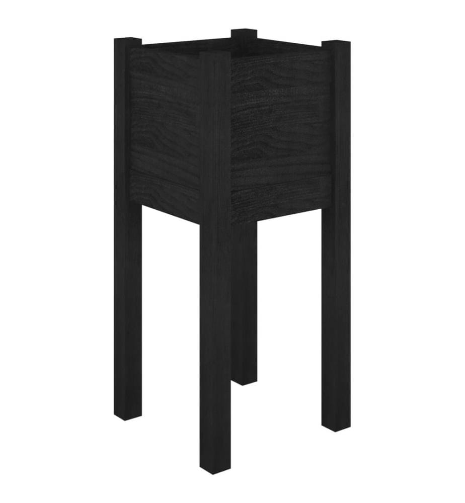 Jardinières d'extérieur 2 pcs Noir 31x31x70 cm Bois de pin