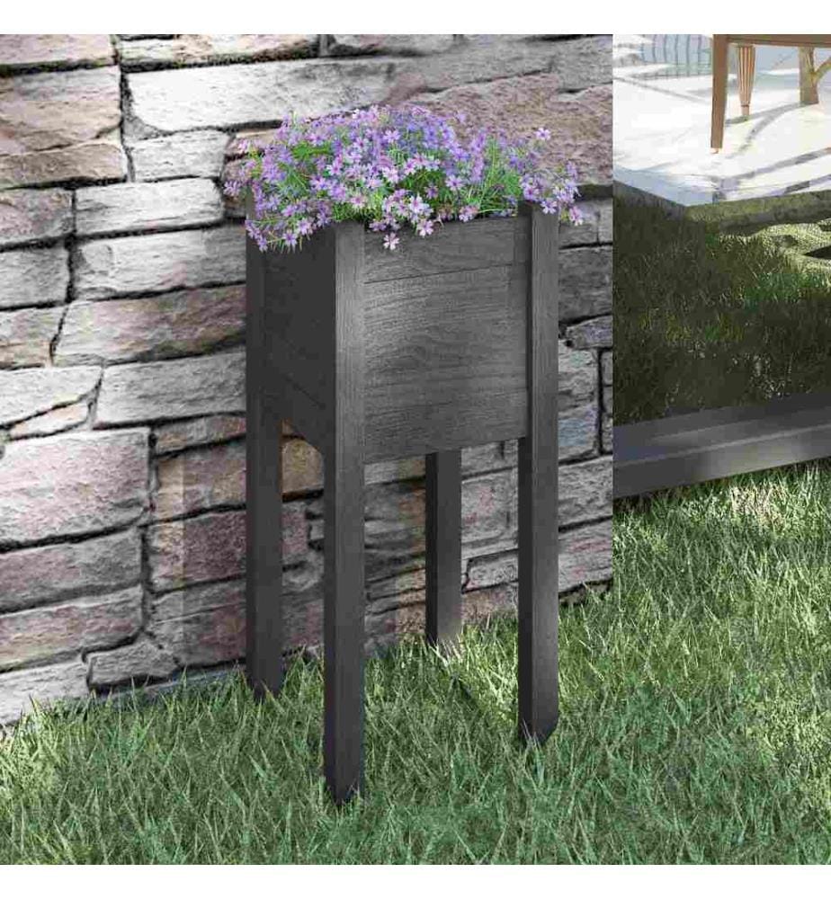 Jardinière d'extérieur Gris 31x31x70 cm Bois de pin massif