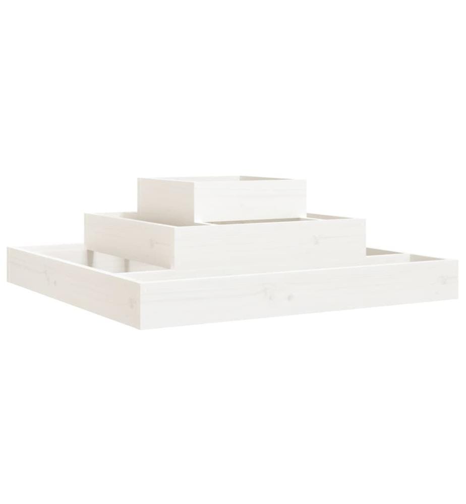 Jardinière Blanc 80x80x27 cm Bois massif de pin