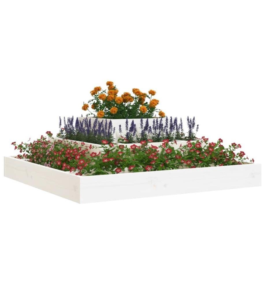 Jardinière Blanc 80x80x27 cm Bois massif de pin