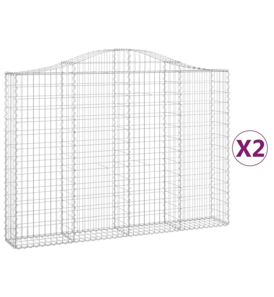 Gabionen mit Hochbogen 2 Stk. 200x30x140/160cm Verzinktes Eisen