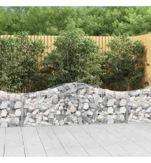 Gabionen mit Hochbogen 2 Stk. 200x30x60/80 cm Verzinktes Eisen