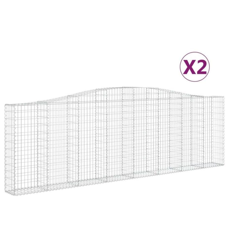 Paniers à gabions arqués 2 pcs 400x30x120/140 cm Fer galvanisé