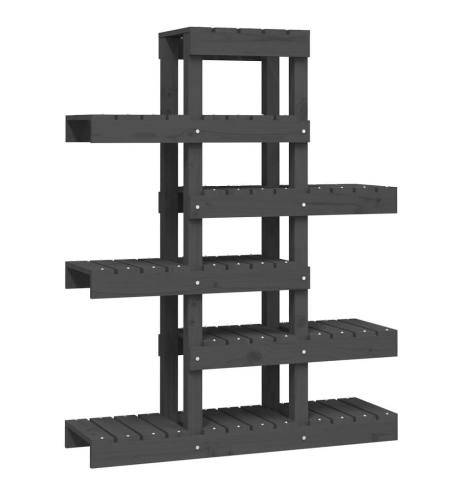 Support à plantes Gris 85x25x109,5 cm Bois massif de pin