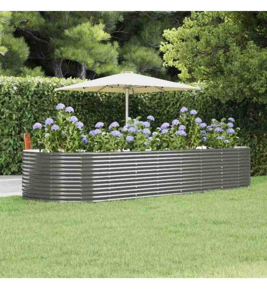 Hochbeet Grau 367x140x68 cm Pulverbeschichteter Stahl