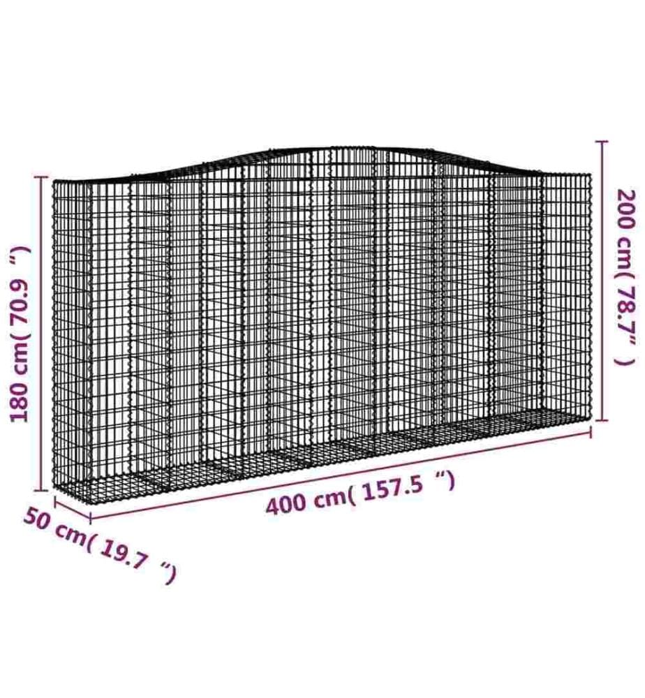 Panier de gabions arqué 400x50x180/200 cm Fer galvanisé
