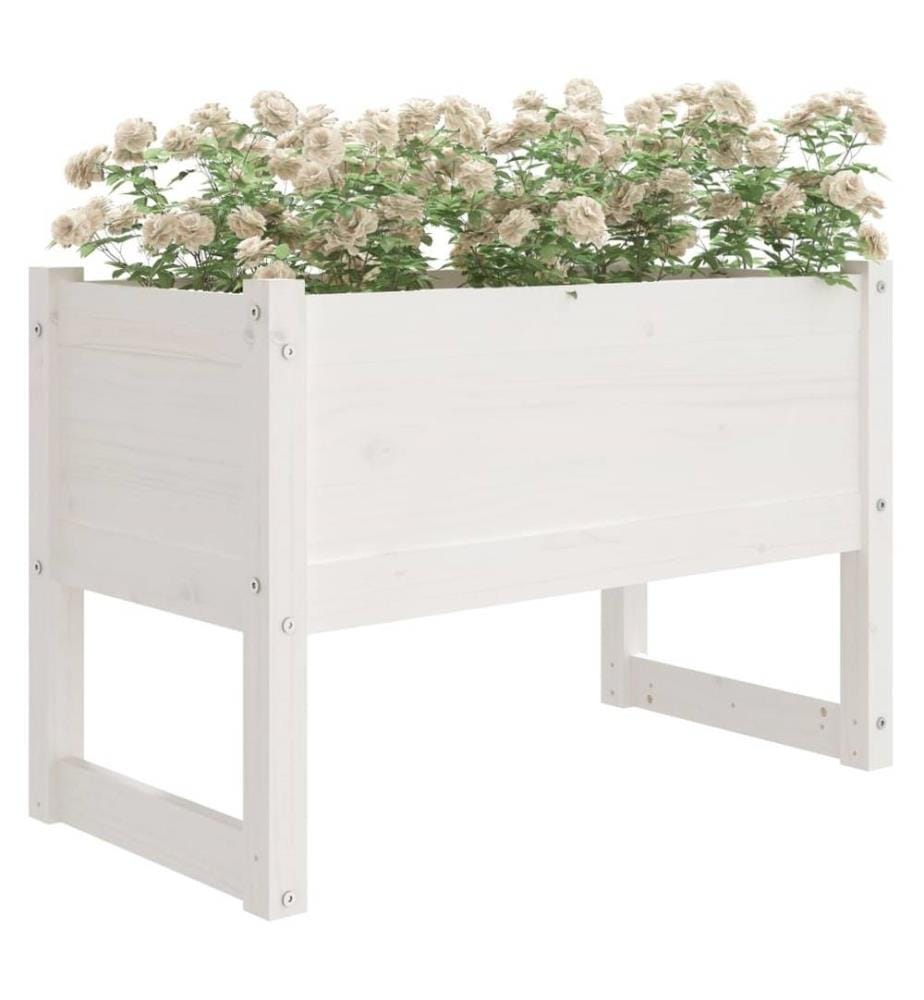 Jardinière Blanc 78x40x52 cm Bois massif de pin
