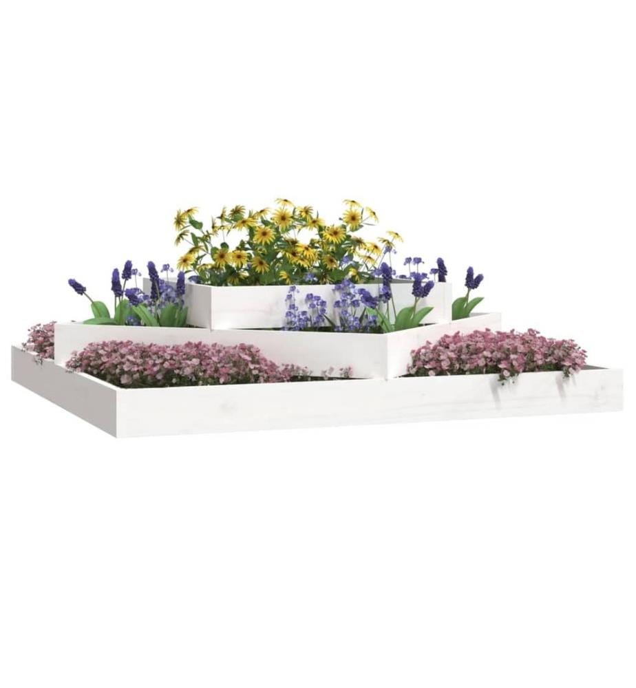 Jardinière Blanc 112x112x27 cm Bois massif de pin