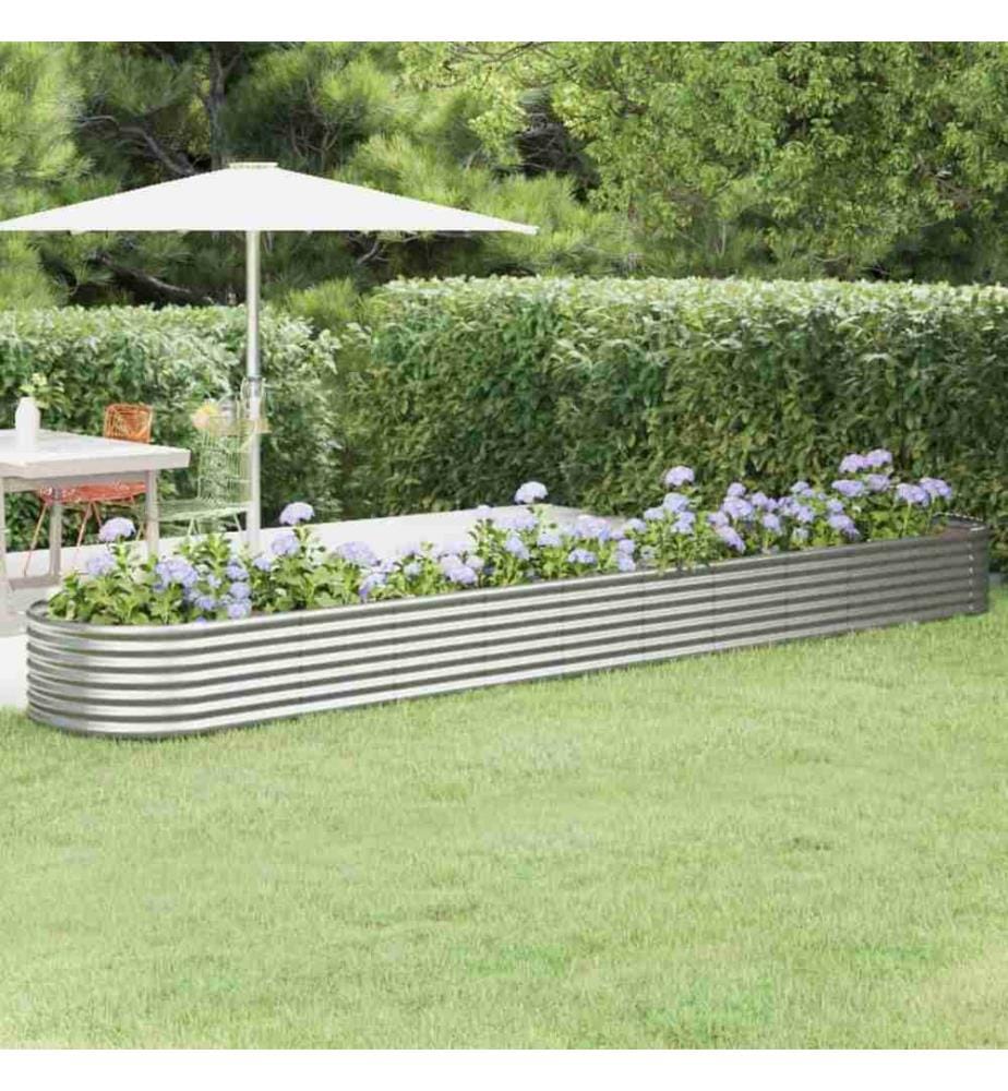 Lit surélevé de jardin Acier enduit de poudre Argenté