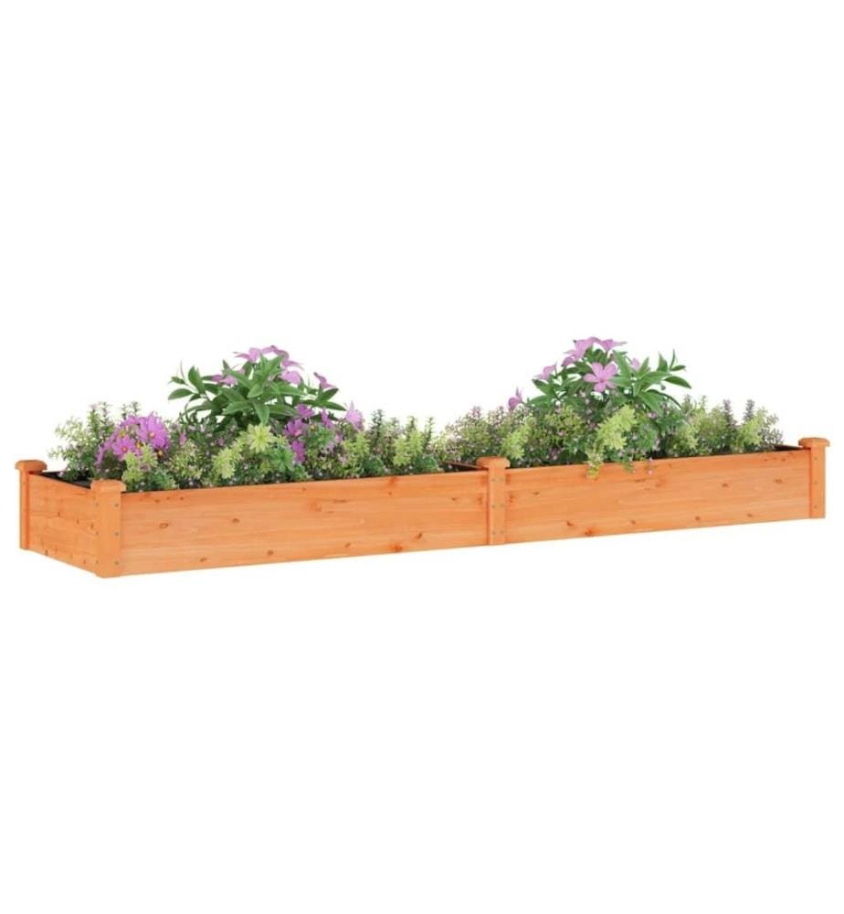 Lit surélevé de jardin doublure 240x60x25 cm bois massif sapin
