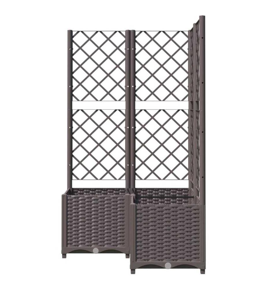 Jardinière avec treillis Marron 80x80x136 cm PP