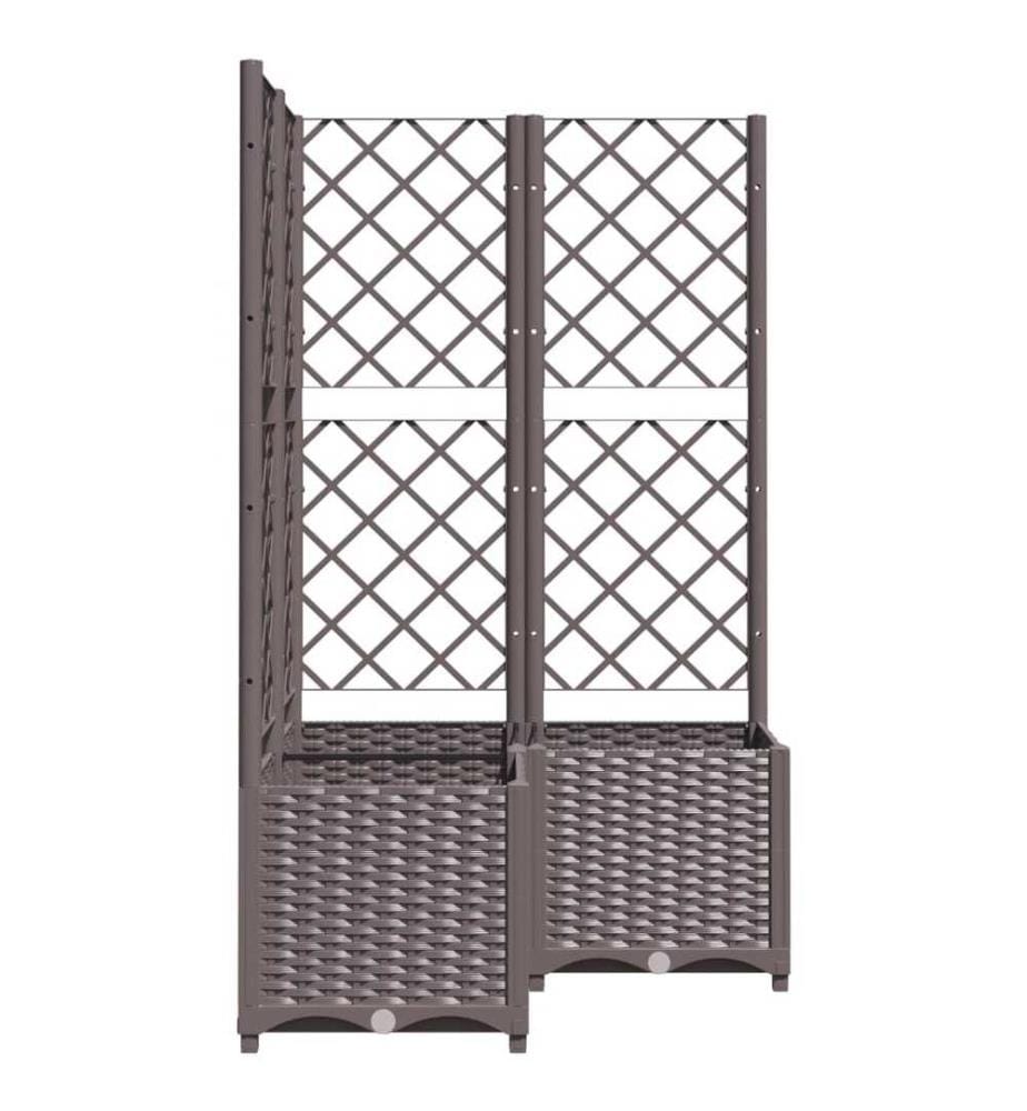 Jardinière avec treillis Marron 80x80x136 cm PP