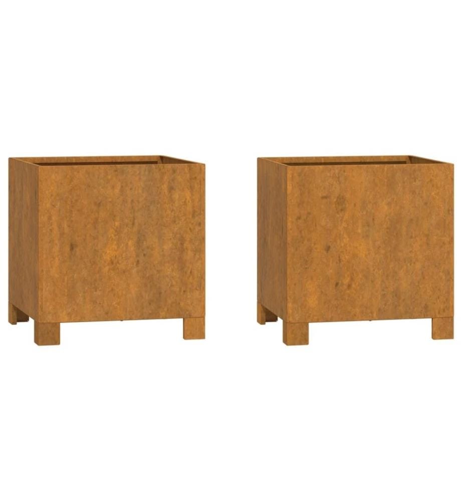Jardinières avec pieds 2 pcs Rouillé 32x30x33 cm Acier corten