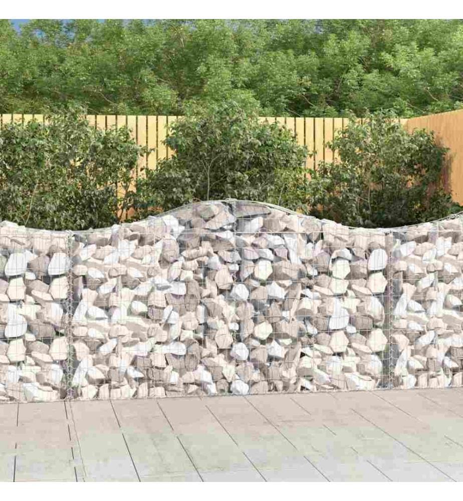 Paniers à gabions arqués 2 pcs 200x30x100/120 cm Fer galvanisé