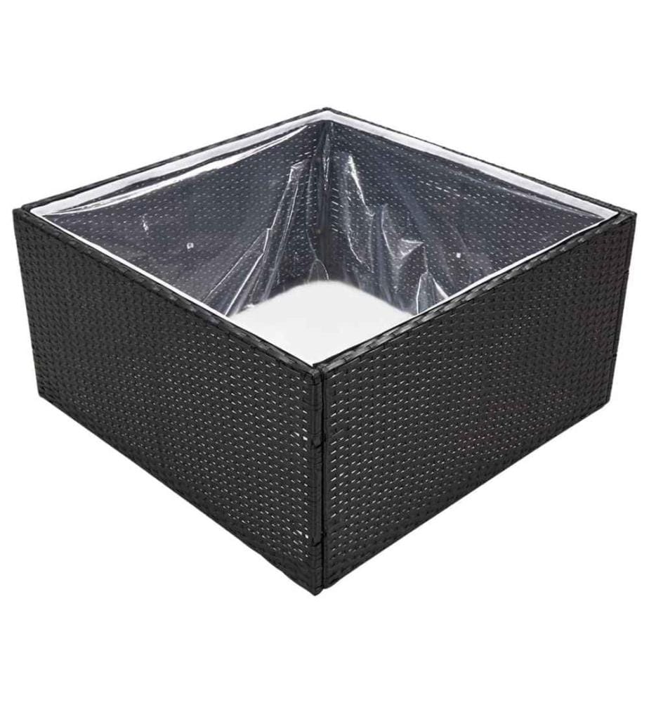 Pflanzkübel Schwarz 80x80x40 cm Poly Rattan