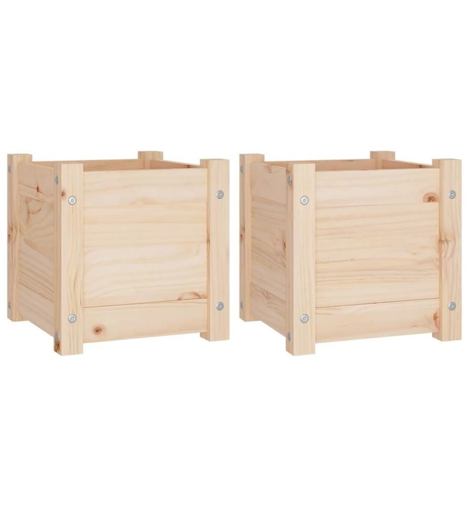 Jardinières d'extérieur 2 pcs 31x31x31 cm bois de pin massif