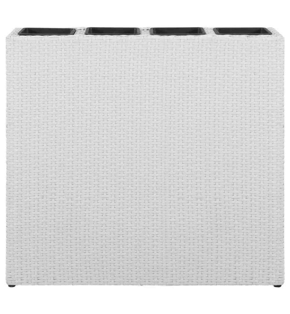 Garten-Hochbeet mit 4 Töpfen 2 Stk. Poly Rattan Weiss