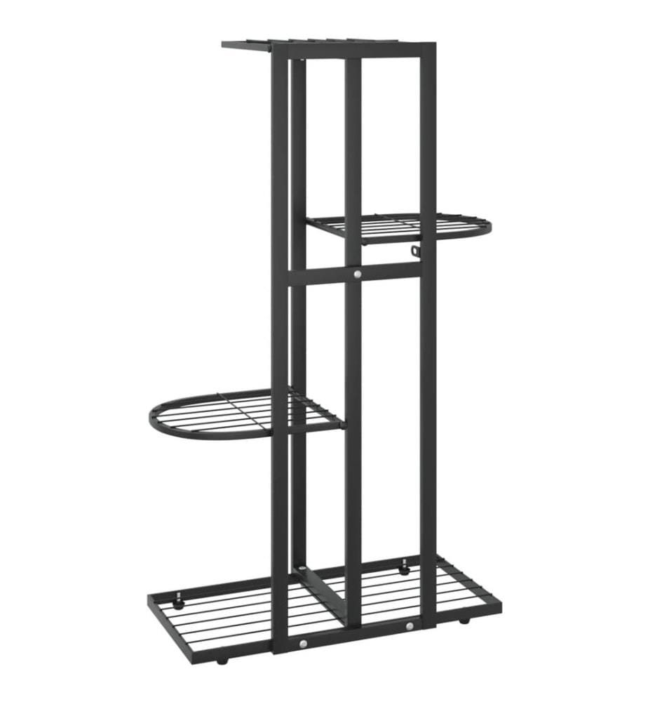 Blumenständer 4-Etagen 43x22x76 cm Schwarz Metall